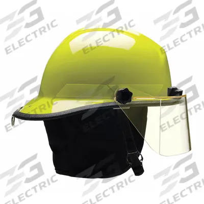 BULLARD Fire Helmet: Lime, Modern Rear Brim, Chin Strap