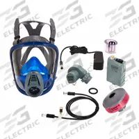 PAPR System: Full Facepiece, Mask-Mount, S, 3100 (MPN 10095181). Key specifications — Headgear Type: Full Facepiece; Size: S; Includes: Dual-Rate Battery Charger and Cable; Series: 3100; Blower Mount: Mask-Mount.