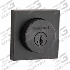 KWIKSET Single Cylinder Deadbolt: Cylindrical, 1 3/4 in Door Thick - Max, Black (MPN 158-SQT-11P-SMT-6AL-STRKP-K3). Key specifications — ADA Compliant: No; Brand: KWIKSET; Finish: Satin Bronze-Plated, Blackened, Satin Relieved, Clear Coated; Keyway Type: Kwikset KW1; Includes Core: Core Included.