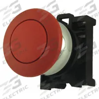 EATON Mushroom Head Push Button: Red, 22 mm Mounting Size, Metallic, Maintained (MPN M22M-DRP-R). Key specifications — Brand: EATON; Action: Maintained; Series: M22; Push Button Material Type: Metallic.