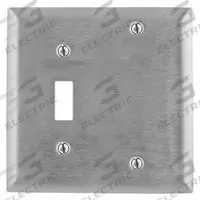 HUBBELL Wall Plate: Combo, 2 Gang, Silver, Std Size (MPN SS113). Key specifications — Brand: HUBBELL; Material: Stainless Steel.
