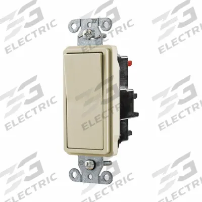 HUBBELL Wall Switch: Rocker Switch, 3-Way, Maintained, Ivory, 120/277V AC - Rocker Wall Switches