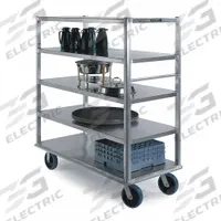 LAKESIDE Banquet Cart: 2,500 lb Max Load Capacity, 5 Shelves, 29 in Overall Wd, 75 in Overall Ht (MPN 4596). Key specifications — NSF Certified: Yes; Material: Aluminum; Brand: LAKESIDE; Includes Handle: Yes; Shelf Edge Style: All Edges Down.