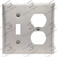 LEVITON Wall Plate: Combo, 2 Gang, Std Size (MPN 84005). Key specifications — Brand: LEVITON; Material: Stainless Steel.