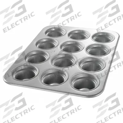 CHICAGO METALLIC Large Crown Muffin Pan: Aluminized Steel, 12 Slots, 13 1/2 in Overall Wd - Cupcake & Muffin Pans