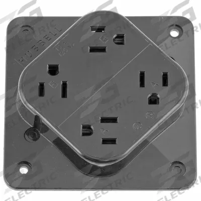 HUBBELL Receptacle: Quad, 5-15, Gray, 125V AC, 15 A, 2 Pole / 3 Wire (MPN HBL415GY) - General Purpose Receptacles