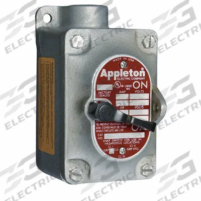 APPLETON ELECTRIC Tumbler Switch: 1 Gang, 2-Pole, 20 A, 277 V AC, Dead-End Hub - One-Gang Front Lever Tumbler Switches
