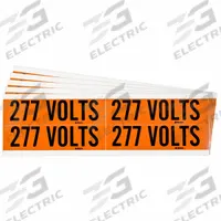 BRADY Conduit & Voltage Signs & Labels: 4 1/8 in Label Wd, 1 1/8 in Label Ht, 277 Volts, 5 PK (MPN 152357). Key specifications — Legend: 277 Volts; Brand: BRADY; Label Style: B.