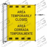 MODUS Mounted Barrier: Fixed Mount, 13 1/2 ft Belt Lg, Restricted Access Messaging, Yellow (MPN ZPS-MPP-Y). Key specifications — Message Color: Black; Frame Color: Gray; Brand: MODUS; Belt Color: Yellow.