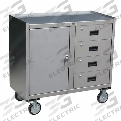 JAMCO Mobile Cabinet Workbench: 37 in x 21 in, Stainless Steel - Mobile Cabinet Benches with Drawers & Shelves