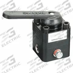ENERPAC Locking Valve: 4.5 gpm Max Flow Rate, Three Positions, 3/8 in NPT, 3/8" NPT, Three-Way Ways (MPN VC15L). Key specifications — attr1018253: ENERPAC; attr1018249: VC15L; attr1018300: Manual; attr1018289: VC; attr1416406: 3/8" NPT.