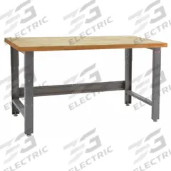 BENCHPRO Workbench: Adj Ht, Butcher Block, 60 in x 24 in, 1,600 lb Overall Load Capacity, Gray (MPN RW2460). Key specifications — Brand: BENCHPRO.