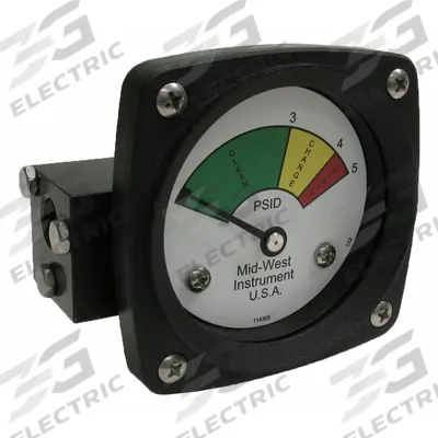 MIDWEST INSTRUMENT 3-Color Differential Pressure Indicator: 1,000 psig Max - Differential Pressure Indicators