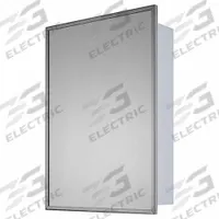 KETCHAM Medicine Cabinet: Rectangular, Glass, 22 in Overall Ht, 16 in Overall Wd, 4 in Overall Dp (MPN 1622-SM). Key specifications — Brand: KETCHAM; Frame Material: Stainless Steel; Frame Finish: Bright Annealed; Frame Color: Silver; Material: Glass.
