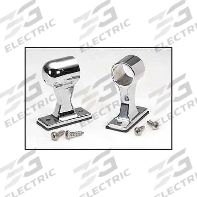 PHOENIX End Stanchion: Stainless Steel, Silver, Round, Mounting Hardware - Truck Hand Rail Components