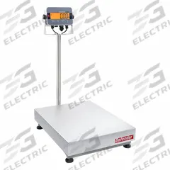 OHAUS Industrial Bench Scale: 19 3/4 in x 25 5/8 in, IP66/IP67, Column-Mounted, Stainless Steel (MPN i-D33XW150C1X7 AM). Key specifications — Connection Ports: USB; Readability: 0.05 lb/20 g; Brand: OHAUS; Weighing Surface Material: Stainless Steel.