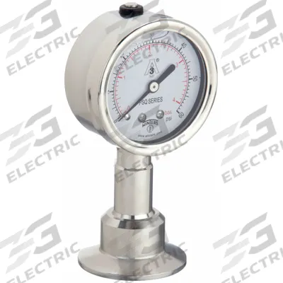 WINTERS Pressure Gauge: 0 psi to 60 psi, 2 1/2 in Dial, 1 1/2 in Tri-Clamp, Bottom - Dial 3-A Certified Sanitary Pressure Gauges