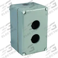 SCHNEIDER ELECTRIC Push Button Enclosure: 30mm, 2 Holes, Aluminum, NEMA 1/12/13/3/4/6 (MPN 9001KY2). Key specifications — attr211299: SCHNEIDER; attr1043605: Weather Resistant.