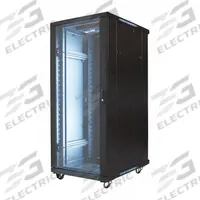 VIDEO MOUNT PRODUCTS Equipment Rack Enclosure: 54 3/4 in Overall Ht, 39 3/8 in Overall Dp, Steel (MPN EREN-27E1K). Key specifications — Brand: VIDEO MOUNT PRODUCTS; Includes: Tempered Glass Front Door.