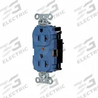 HUBBELL Receptacle: Duplex, 5-20, Blue, 125V AC, 20 A, 2 Pole / 3 Wire (MPN 5362STBL)