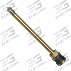 TRU-FLATE Straight Clamp-In Valve: Clamp-In Valve, Clamp-In, 180° Valve Stem Angle, Straight, Brass (MPN 32-203-10). Key specifications — Valve Type: Clamp-In; Thread Size: 0.305-32; Valve Shape: Straight; Color: Brass; Product Type: Clamp-In Valve; Standards: TR572; Compatible Vehicle Type: Passenger Cars; Material: Rubber.