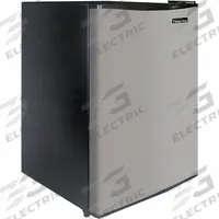 DANBY Refrigerator: Stainless Steel, 2.2 cu ft Total Capacity, 1 Shelves, Energy Star Certified (MPN DAR022A1SLDB). Key specifications — Plug Type: 5-15P; Includes Ice Maker: No; Color: Silver; Defrost: Automatic; Voltage: 115V AC; Energy Star Certified: Yes; Includes Water Dispenser: No; Door Hinge: Reversible.