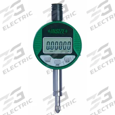 INSIZE Digital Indicator: 0 in to 0.2 in /0 mm to 5 mm, Inch/Metric, +/- 0.0015 in Accuracy - Digital Indicators with Non-Removable Flat Back