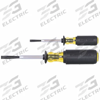 KLEIN TOOLS Screw Holding Screwdriver Set: 1-10 Pieces, 2 Pieces, Slotted Tip, Cushion Grip - General Purpose Screwdriver Sets