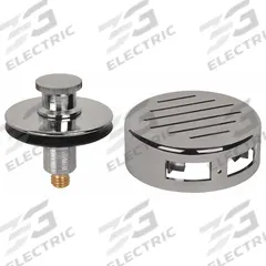 AB&A Waste and Overflow Half Kit: Plastic, 1 1/2 in Overall Dia, 2 1/4 in Overall Ht, Screw (MPN 60359). Key specifications — Color: Silver; Includes: Classic Push; Connection Type: Screw; Material: Plastic.