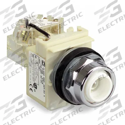 SCHNEIDER Flush Push Button: 30 mm Mounting Size, Metallic - Illuminated Flush-Mount Push-Button Operators
