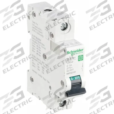 SCHNEIDER Supplementary Protector: 1 A Amps, 60V DC, 14kA at 120/240V AC, Screw Clamp - C-Curve, 1-Pole UL1077 DIN Rail-Mount Supplementary Protectors