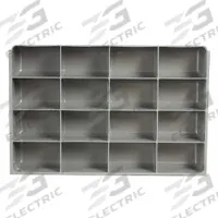 Compartment Drawer Insert: 13 3/8 in x 9 1/4 in x 2 in, 3 5/32 in x 2 13/64 in, 16 Compartments (MPN 229-95-16-IND). Key specifications — Color: Gray; Compartment HxWxD: (16) 3-5/32 in x 2-13/64 in; Removable Dividers: No; Compatible Manufacturer Model Number: 226-95; Brand: DURHAM MFG.