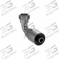 PARKER Hydraulic Crimp Fitting: Steel x Steel, 90° Elbow, -8 For Hose Dash Size, Female x Genderless (MPN 13977-10-10). Key specifications — Fitting Gender: Female x Genderless; Fitting Connection Type: JIC x Crimp; Thread Size: 7/8"-14; For Hose Dash Size: -8; Brand: PARKER.