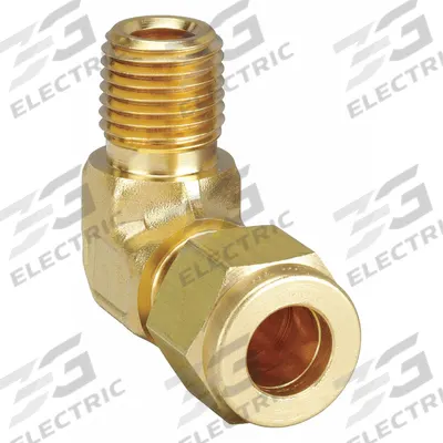 PARKER Compression Fitting Elbow: 1/2 in OD x 1/2 in Pipe Size, Compression x MNPT - Single-Ferrule Brass Compression Fittings
