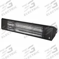 AURA Electric Infrared Heater: 6,000 W Watt Output, 240V AC, 1 Phase, Hardwired, 45° Beam Pattern (MPN CF60240B). Key specifications — Wattage Output: 6,000 W; Voltage: 240V AC; Brand: AURA; Electrical Connection: Hardwired; Element Type: Carbon Fiber Emitter; Housing Color: Black; Housing Material: Aluminum; Overall Dimensions - L x W x D: 42 in x 9 in x 9-3/4 in.