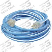 SOUTHWIRE Extension Cord: Outdoor Use, 100 ft Lg, Outlet, 5-15P, 12/3, SJEOW, Blue/White, 125V AC (MPN 1639SW0061). Key specifications — Brand: SOUTHWIRE; Temperature Rating: -94° to 221°F; NEMA Plug Configuration: 5-15P.