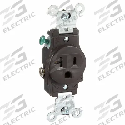 LEVITON Receptacle: Single, 5-20, Brown, 125V AC, 20 A, 2 Pole / 3 Wire (MPN 5801) - General Purpose Receptacles