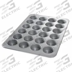 CHICAGO METALLIC Jumbo Muffin Pan: Aluminized Steel, 24 Slots, 17 7/8 in Overall Wd, 26 ga Gauge (MPN 45285). Key specifications — Pan Style: Muffin Pan; Brand: CHICAGO METALLIC; Color: Silver; Material: Aluminized Steel; NSF Certified: No; Number of Slots: 24.