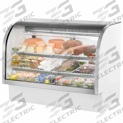 TRUE REFRIGERATION Deli Case: 47 3/4 in x 60 1/4 in x 35 1/4 in, White, Curved Glass - Curved Glass Display Refrigerator Merchandisers