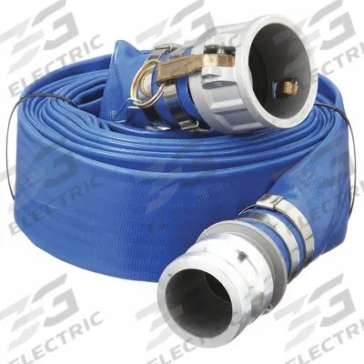 APPROVED VENDOR Water Discharge Hose: 4 in Hose Inside Dia., 50 ft Hose Lg, 70 psi, Blue - PVC Water Discharge Hose Assemblies with Synthetic Fabric Reinforcement