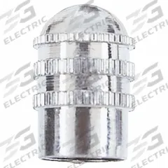 HALTEC Valve Cap: Tire Valve Caps, Grip Seal, Round, Silver, 1/2 in Overall Lg, 1/4 in Overall Dia (MPN A-100-VC-12). Key specifications — Compatible Valve Size: Standard Bore; Color: Silver; Product Type: Tire Valve Caps; Shape: Round; Design: Grip Seal; Compatible Thread Size: 0.307-32; Finish: Chrome Plated; Material: Brass.