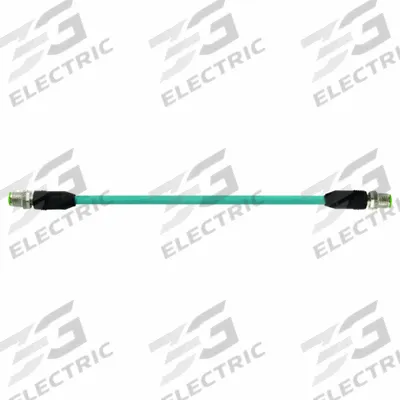 MURRELEKTRONIK Cordset: Cat6, M12 Male Straight x M12 Male Straight, 5 m Lg, TPE, Turquoise - M12 Connector to M12 Connector Cordsets