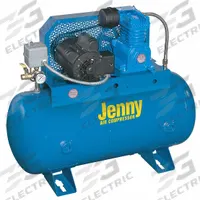 JENNY Fire Sprinkler Air Compressor: 2 hp, 1 Stage, Horizontal, 30 gal, 12.4 cfm, 40 psi, Base Model (MPN K2S-30UMS-115/1). Key specifications — attr48430: JENNY; attr48445: 60 Hz; attr48448: Pressure Safety Valve; attr48450: 240V AC; attr48474: Single; attr48487: Horizontal.