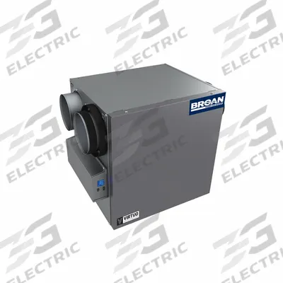 BROAN Energy Recovery Ventilator: Side Port, 133 cfm @ 0.400 in SP, 80% Max. Efficiency - Residential Energy-Recovery Ventilators