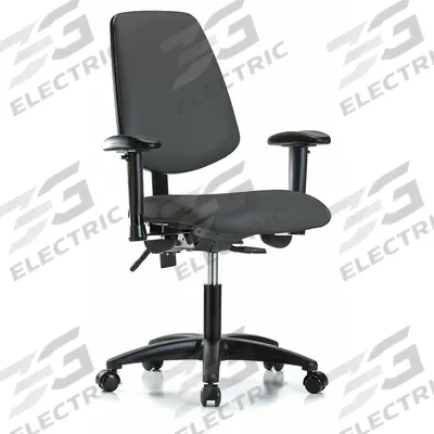 APPROVED VENDOR Cleanroom Chair: Vinyl, Arms Included, Ht Range 19 in to 24 in, 18 1/2 in Seat Wd - Vinyl Lab Chairs