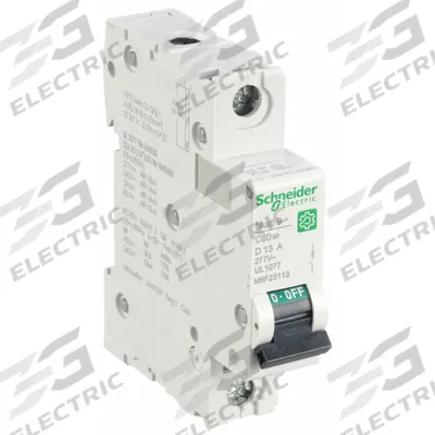 SCHNEIDER Supplementary Protector: 13 A Amps, 60V DC, 14kA at 120/240V AC, Screw Clamp - D-Curve, 1-Pole UL1077 DIN Rail-Mount Supplementary Protectors
