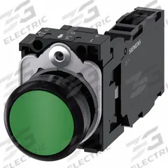 SIEMENS Flush Push Button Operator: Non-Illuminated, Flush Profile, Non-Metallic, 22 mm, 1NO/1NC (MPN 3SU1100-0AB40-1FA0). Key specifications — Brand: SIEMENS; Action: Momentary; Series: 3SU; Push Button Material Type: Non-Metallic.