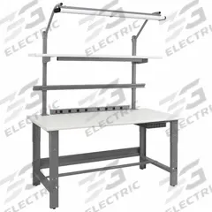 BENCHPRO Workbenches: Adj Ht, Laminate, 60 in x 30 in, 1,200 lb Overall Load Capacity, Gray (MPN RFC-3). Key specifications — Brand: BENCHPRO; Height Adjustability: Adjustable Height.