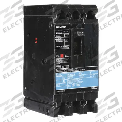 Siemens Molded Case Circuit Breaker: 110 A Amps, 18kA at 480V AC, Fixed, Load Side Lug - ED-Frame Siemens Molded Case Circuit Breakers