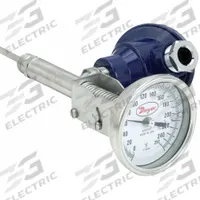 DWYER Dial Thermometer With Process Output: 0°F to 250°F, +/- 1% Accuracy, 12 in Stem Lg, Male (MPN BTO31251). Key specifications — Brand: DWYER; Accuracy: +/- 1%.